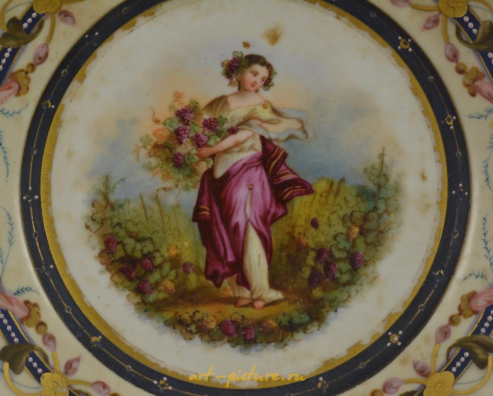 Royal Vienna Porcelain , Very Fine Oil Painting Cows At Old River Mill