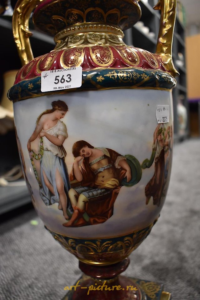 Royal Vienna Porcelain , A large pair of impressive urns, thought to be Royal Vienna ...
