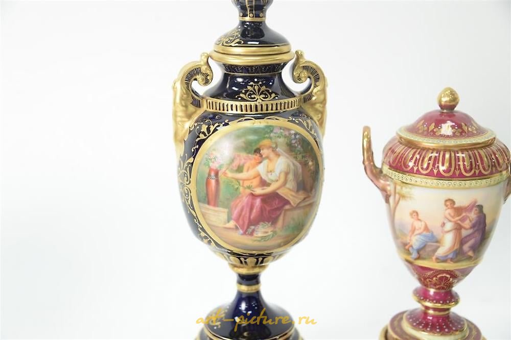 Royal Vienna Porcelain , Five Piece Group of Pottery and Porcelain, to include three ...