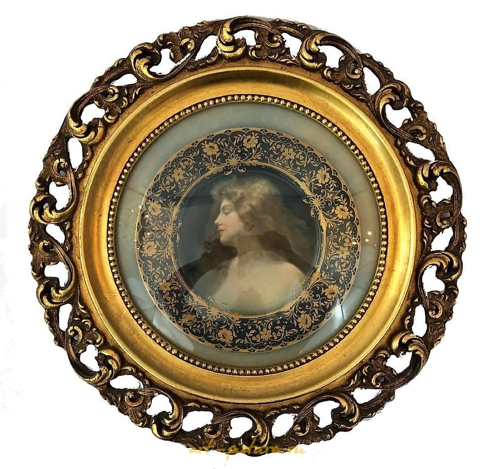 维也纳皇家瓷器 , 古董维也纳皇家瓷盘，配有木框架。