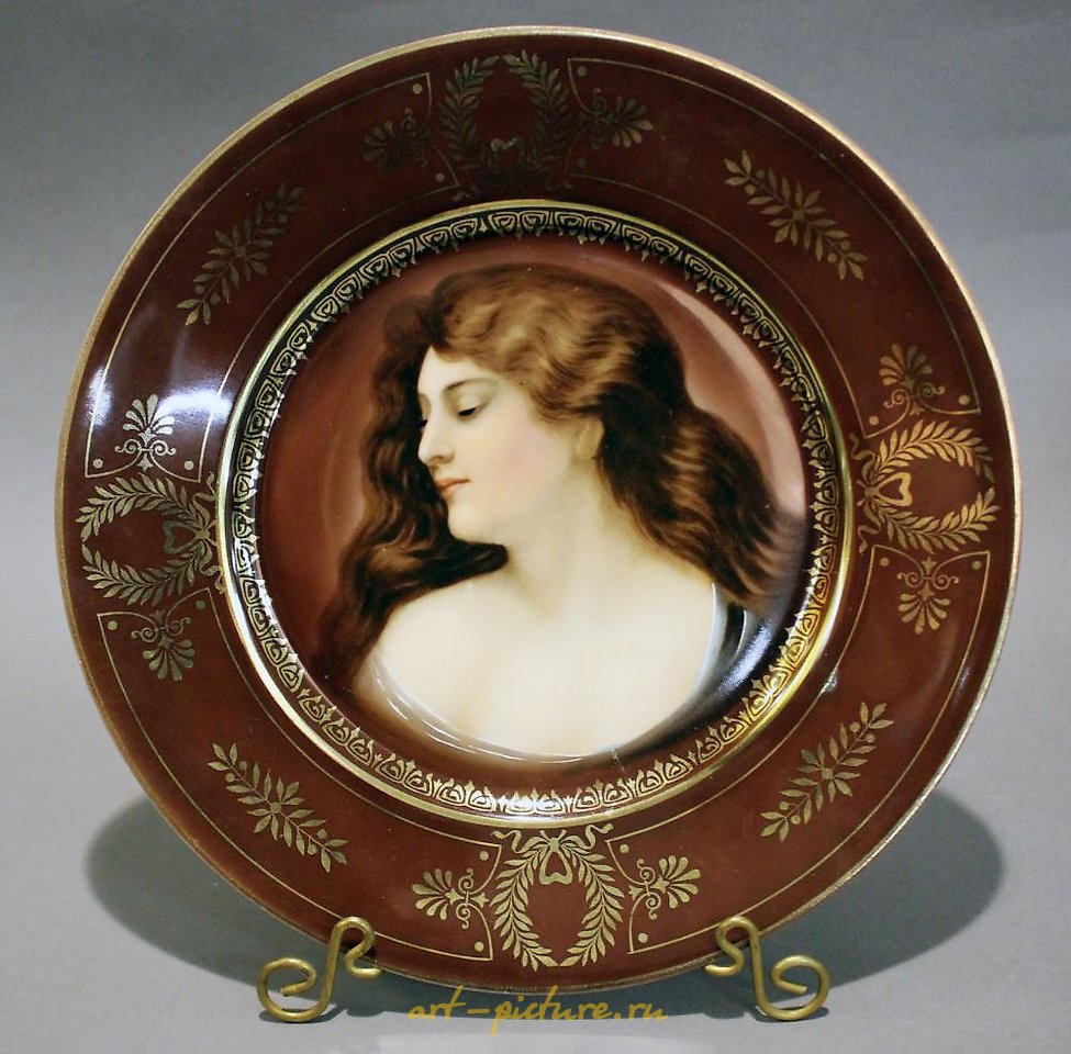 Royal Vienna Porcelain , (3) hand-painted china portrait plates, all women: (1) marke