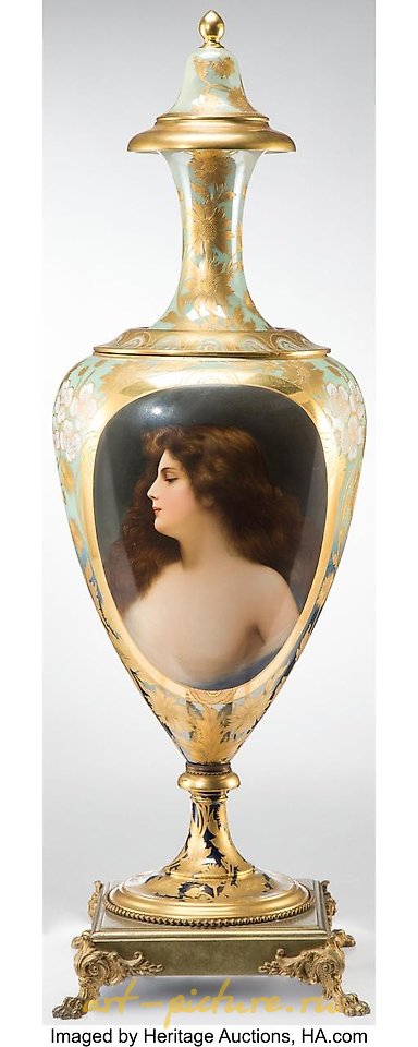 维也纳皇家瓷器 , 四件维也纳风格部分镀金瓷盘，维也纳...