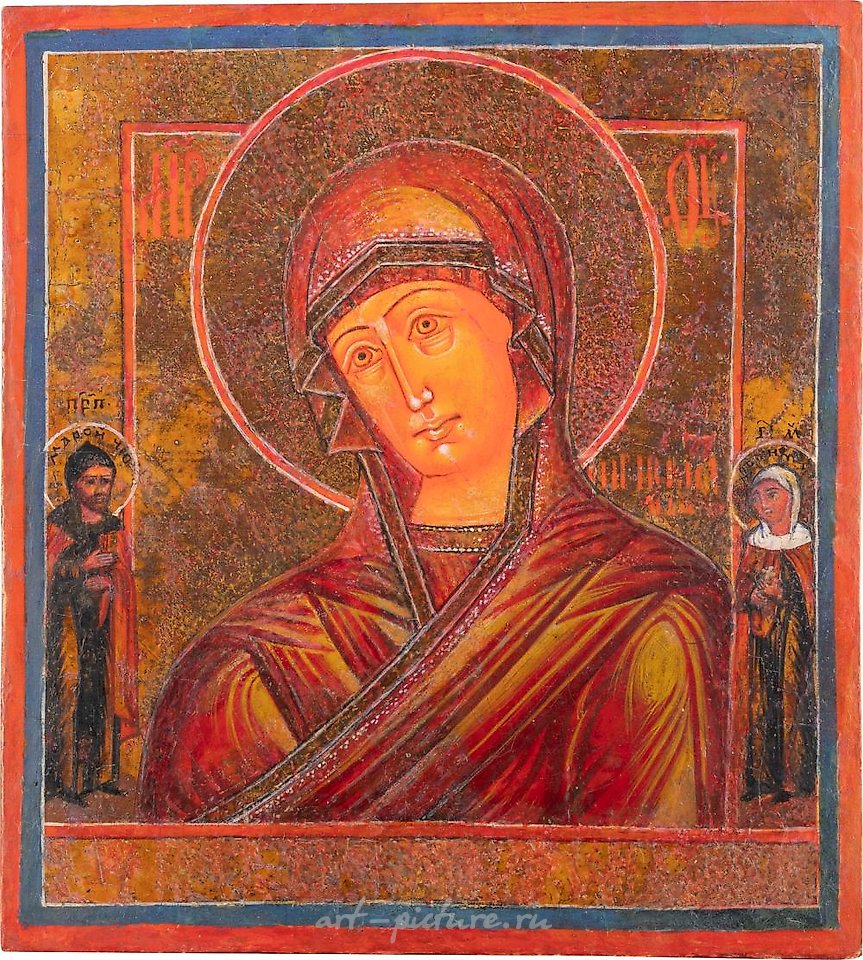 Русское серебро , НЕБОЛЬШАЯ ИКОНА С ИЗОБРАЖЕНИЕМ русской БОГОМАТЕРИ "ОГНЕВИДНАЯ"