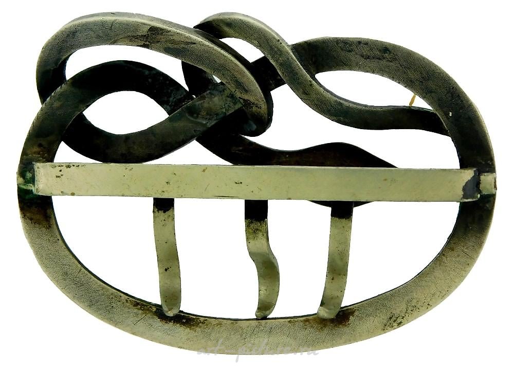 Русское серебро , Пряжка для ремня в виде бирюзовой и серебряной змейки