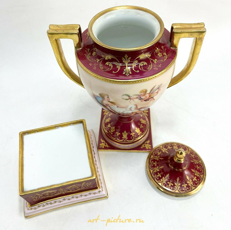 Royal Vienna Porcelain , Royal Vienna Austrian Hand Painted Porcelain Twin Handled Ur...