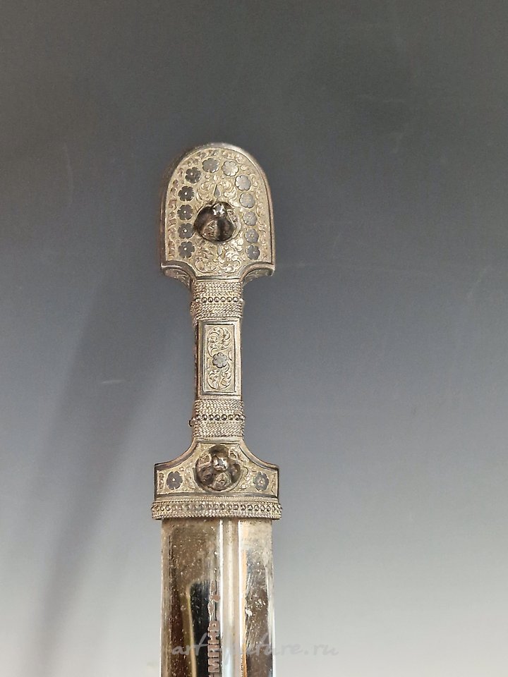 Russian silver , A 19th century Russian KINJAL DAGGER with niello decoration ...