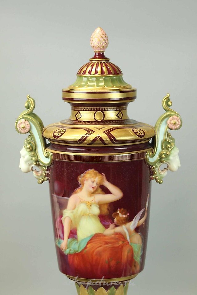 Royal Vienna Porcelain , LARGE ROYAL PORCELAIN VASE, VIENNA, AUSTRIA, HAND-PAINTED