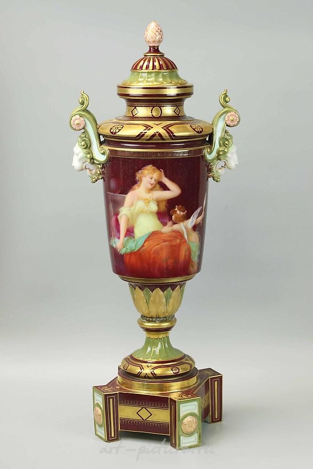 Royal Vienna Porcelain , LARGE ROYAL PORCELAIN VASE, VIENNA, AUSTRIA, HAND-PAINTED