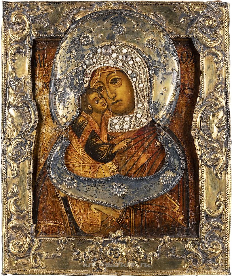 Русское серебро , ИКОНА С ИЗОБРАЖЕНИЕМ ДОНСКОЙ БОЖЬЕЙ МАТЕРИ