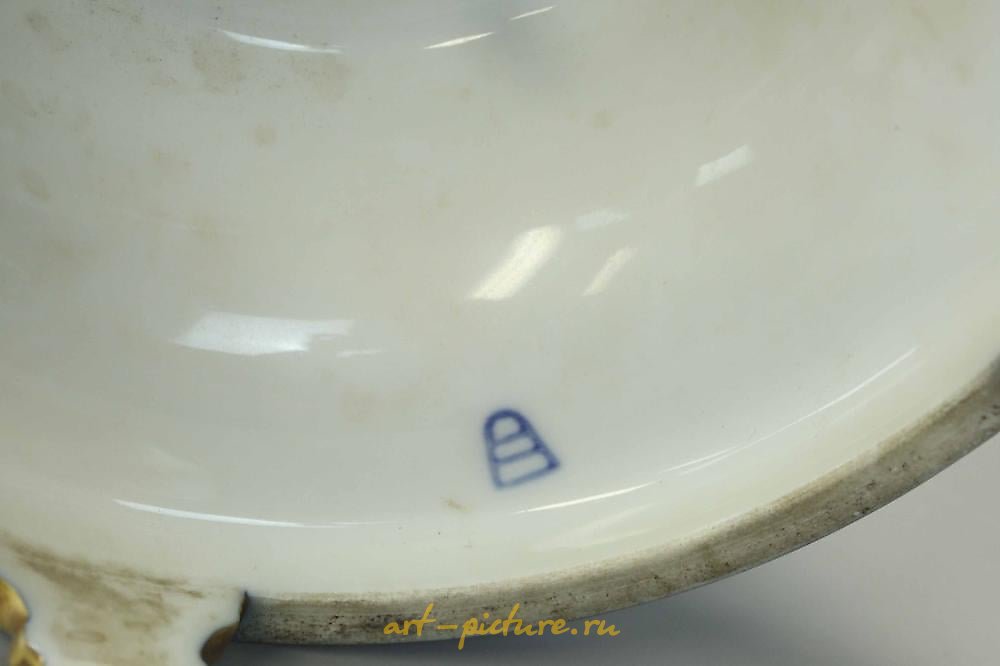 Royal Vienna Porcelain , 19TH C COBBLE BLUE LARGE VASE, ROYAL VIENNA, HAND-PAINTED