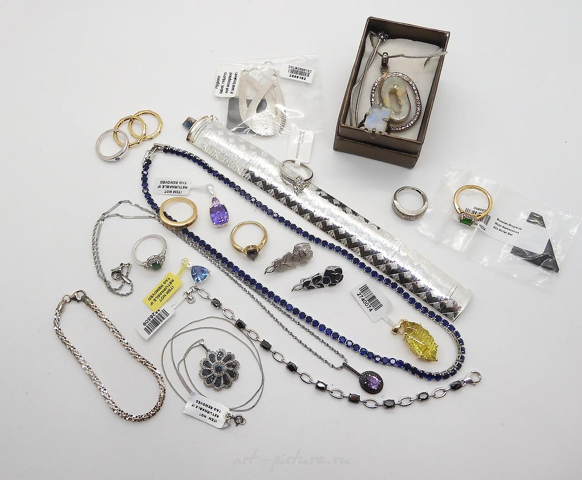 俄罗斯银 , 宽银手镯，银花吊坠