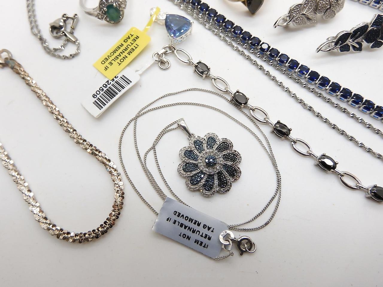 俄罗斯银 , 宽银手镯，银花吊坠