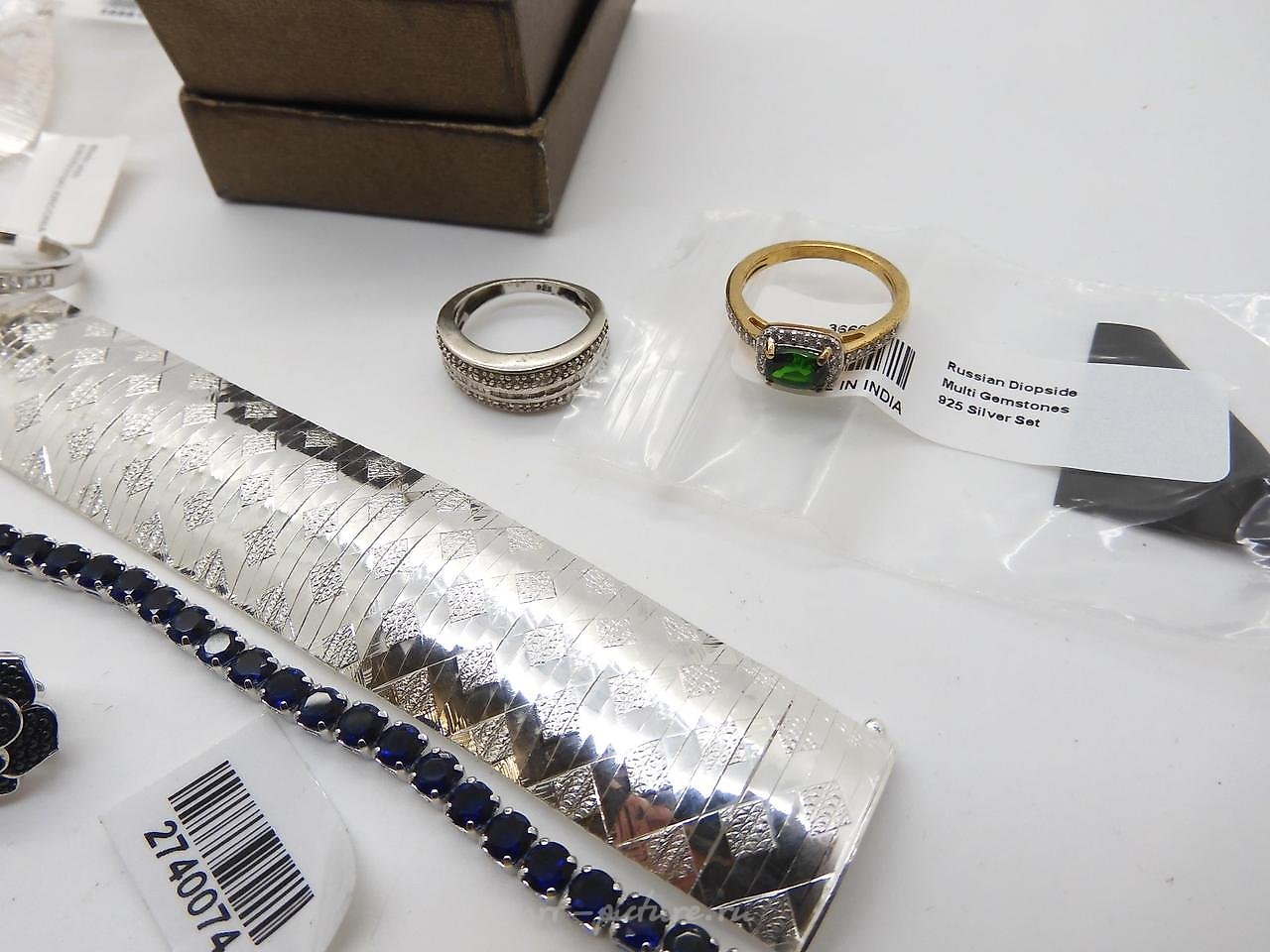 俄罗斯银 , 宽银手镯，银花吊坠