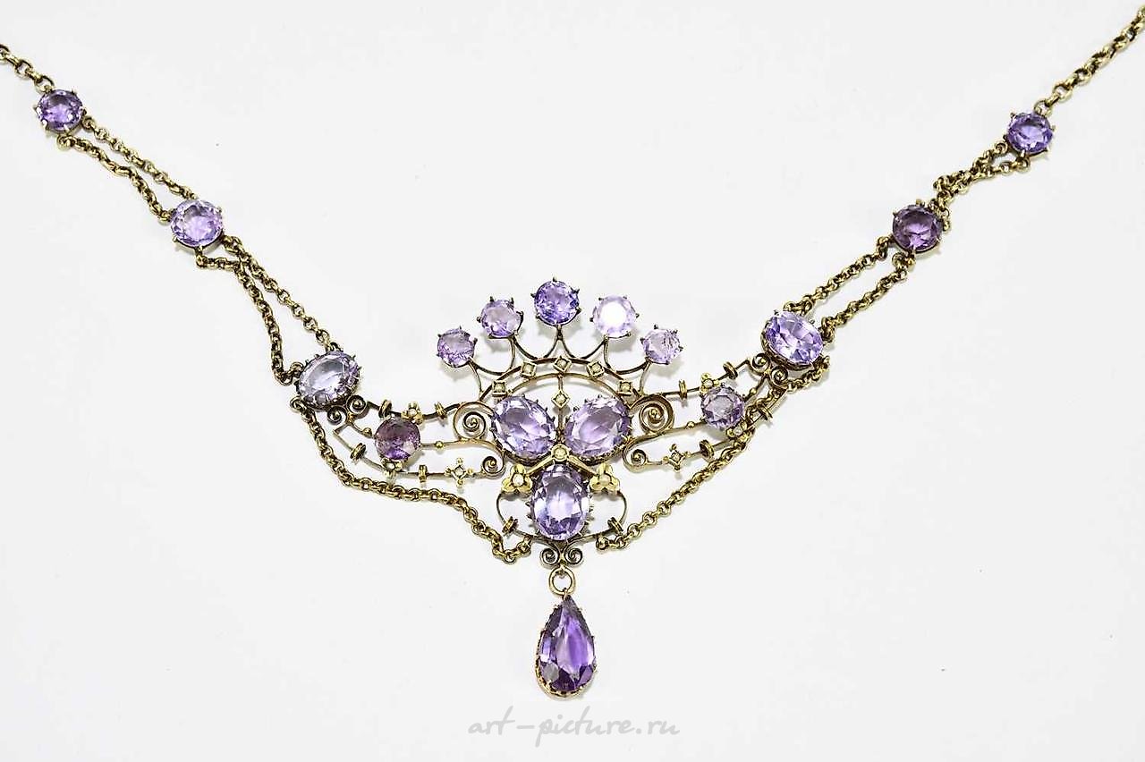 Russian silver , An Edwardian yellow metal Belle Epoque seed pearl set necklace...