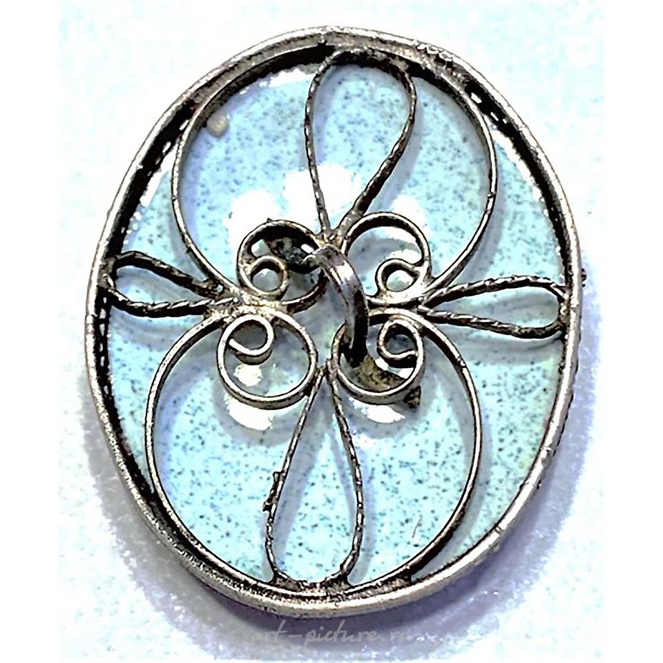 Русское серебро , Большая овальная эмалевая пуговица русского производства 20 века