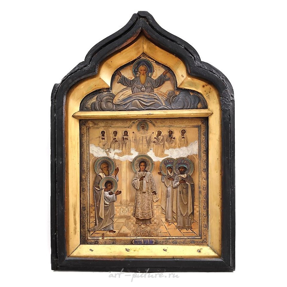 俄罗斯银 , 亚历山大·潘菲洛夫，木制图标，镶有金饰。