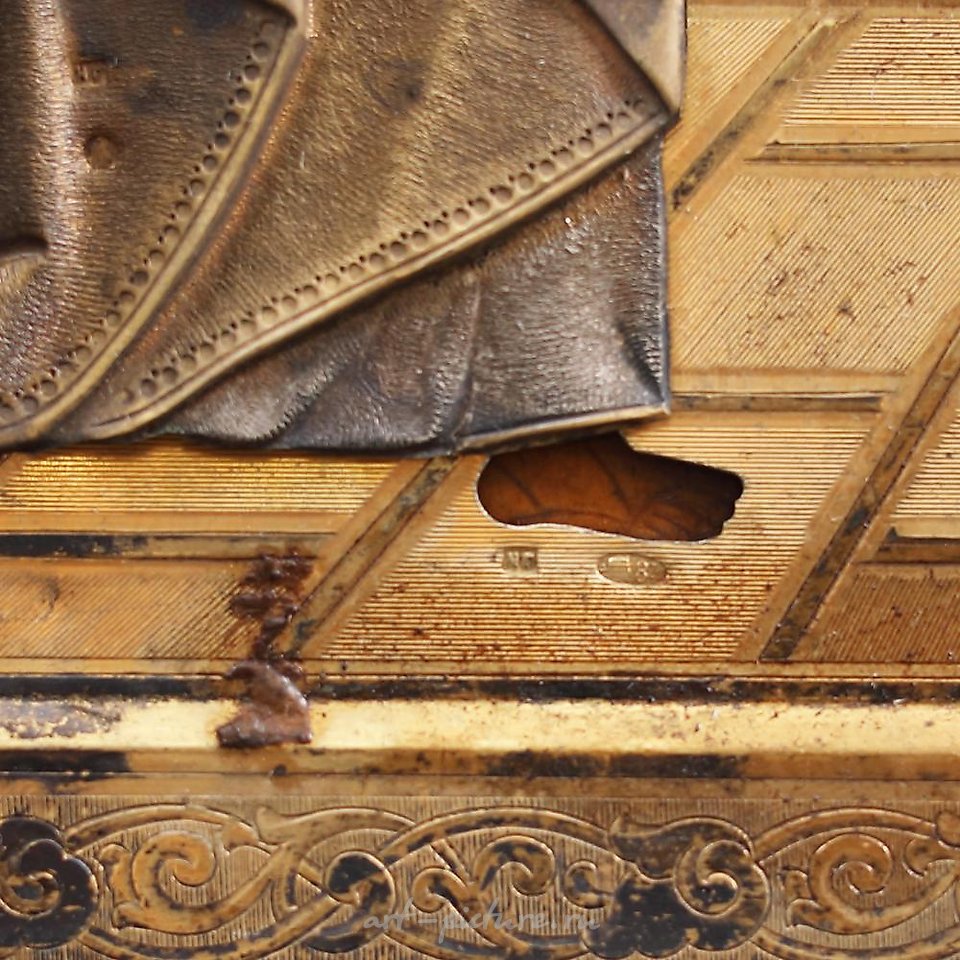 俄罗斯银 , 亚历山大·潘菲洛夫，木制图标，镶有金饰。