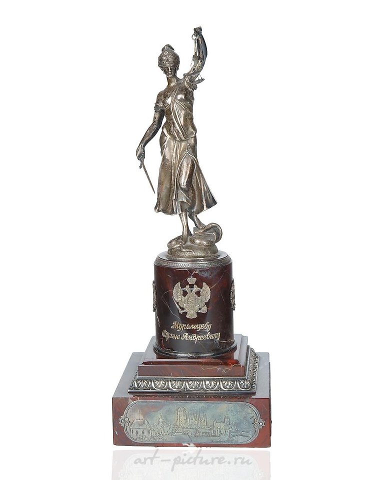 Russian silver , a silver presentation figure of justice, Ovchinnikov, St. Petersburg...