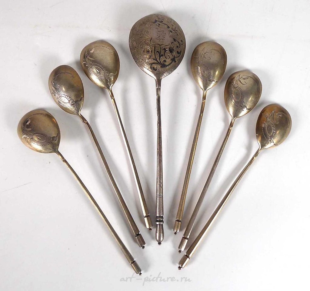 Russian silver , A Victorian silver and parcel gilt apostle spoon, maker RMEH...