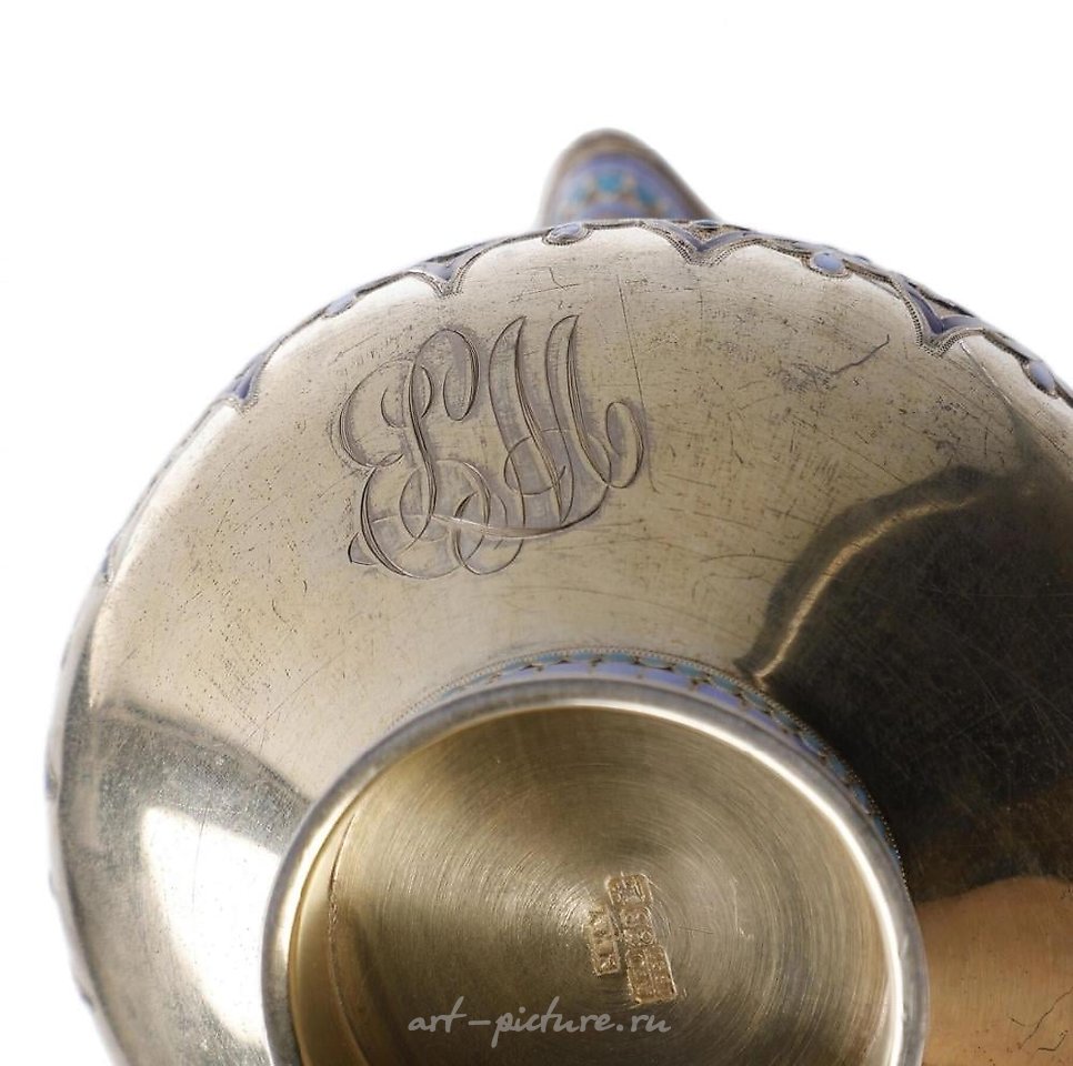 Русское серебро , Русский серебряный кувшин для кваса с позолотой