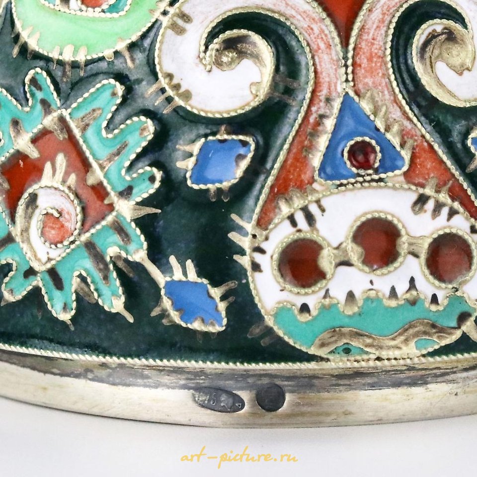 Русское серебро , Декоративное серебряное пасхальное яйцо с эмалью