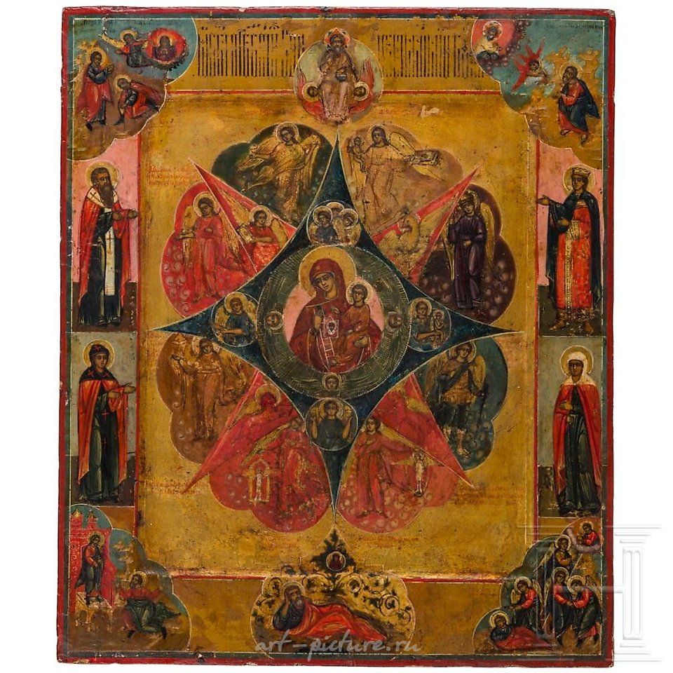 Russian silver , A Russian icon showing the Mother of God of the "burning bush...