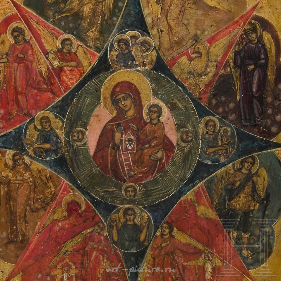 Russian silver , A Russian icon showing the Mother of God of the "burning bush...