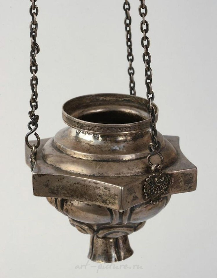 Русское серебро , РУССКАЯ ПРАВОСЛАВНАЯ КАДИЛЬНИЦА ИЗ СЕРЕБРА 84 ПРОБЫ С ДРАГОЦЕННЫМИ КАМНЯМИ