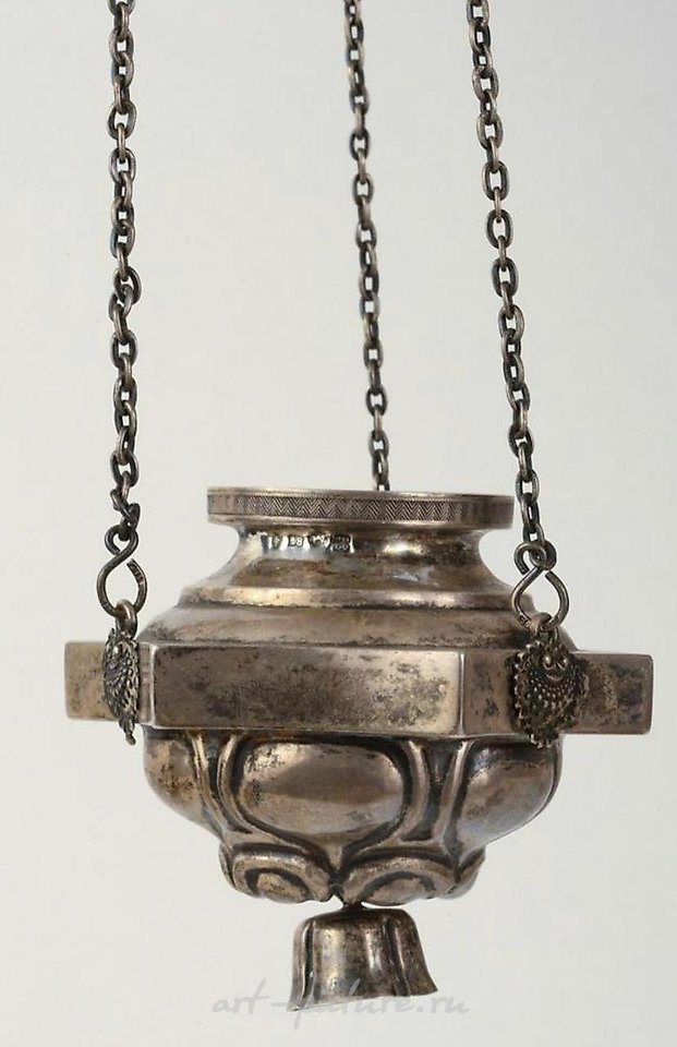 Русское серебро , РУССКАЯ ПРАВОСЛАВНАЯ КАДИЛЬНИЦА ИЗ СЕРЕБРА 84 ПРОБЫ С ДРАГОЦЕННЫМИ КАМНЯМИ
