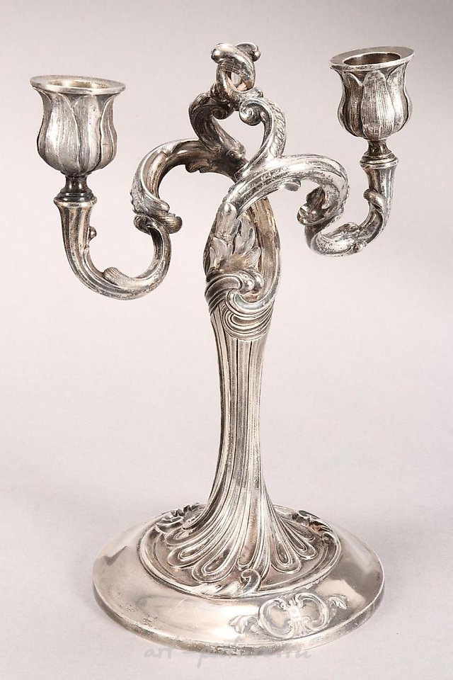 Russian silver , Russian Silver Twin Branched Candelabra