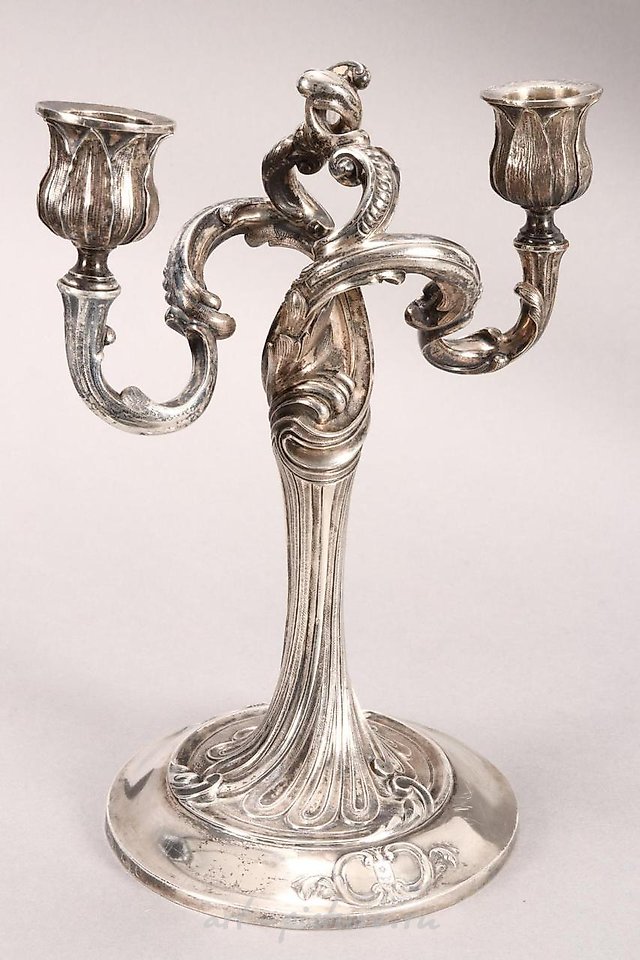 Russian silver , Russian Silver Twin Branched Candelabra