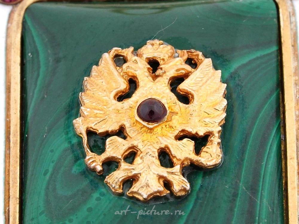 Russian silver , RUSSIAN SILVER ENAMEL MALACHITE GARNET PENDANT