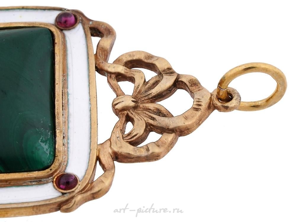 Russian silver , RUSSIAN SILVER ENAMEL MALACHITE GARNET PENDANT