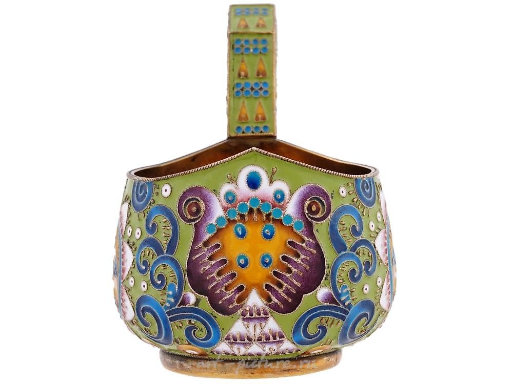 Русское серебро , Ковш русский, позолоченный серебром 84 пробы и эмалью