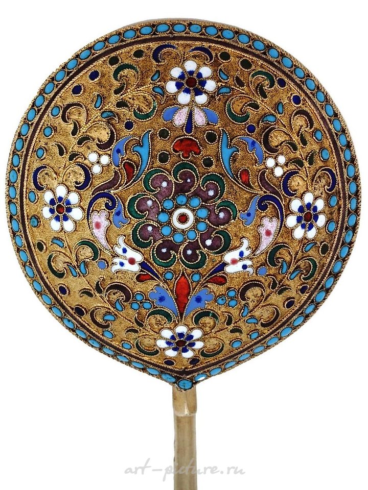 俄罗斯银 , 镀金和珐琅技术制作的银汤匙