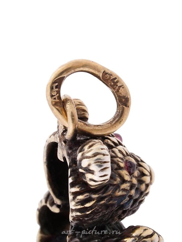 Russian silver , RUSSIAN 88 SILVER GILT AND RUBY TEDDY BEAR PENDANT
