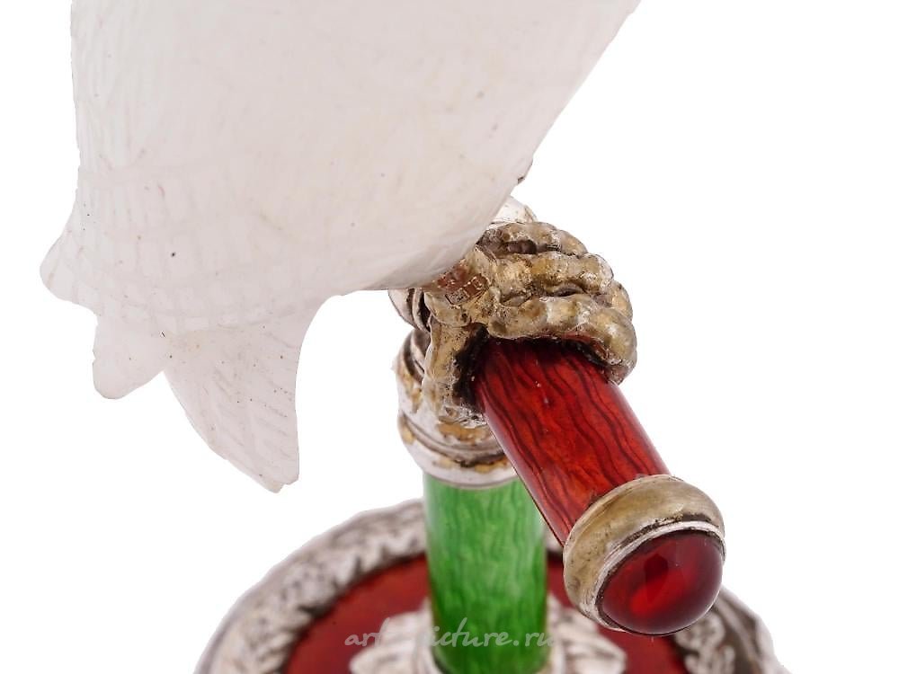 Russian silver , RUSSIAN SILVER JADE ENAMEL CRYSTAL OWL FIGURINE