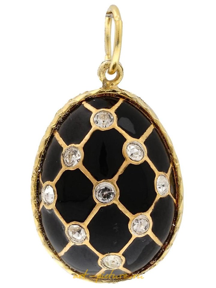 Russian silver , RUSSIAN 84 GILT SILVER DIAMOND ENAMEL EGG PENDANT