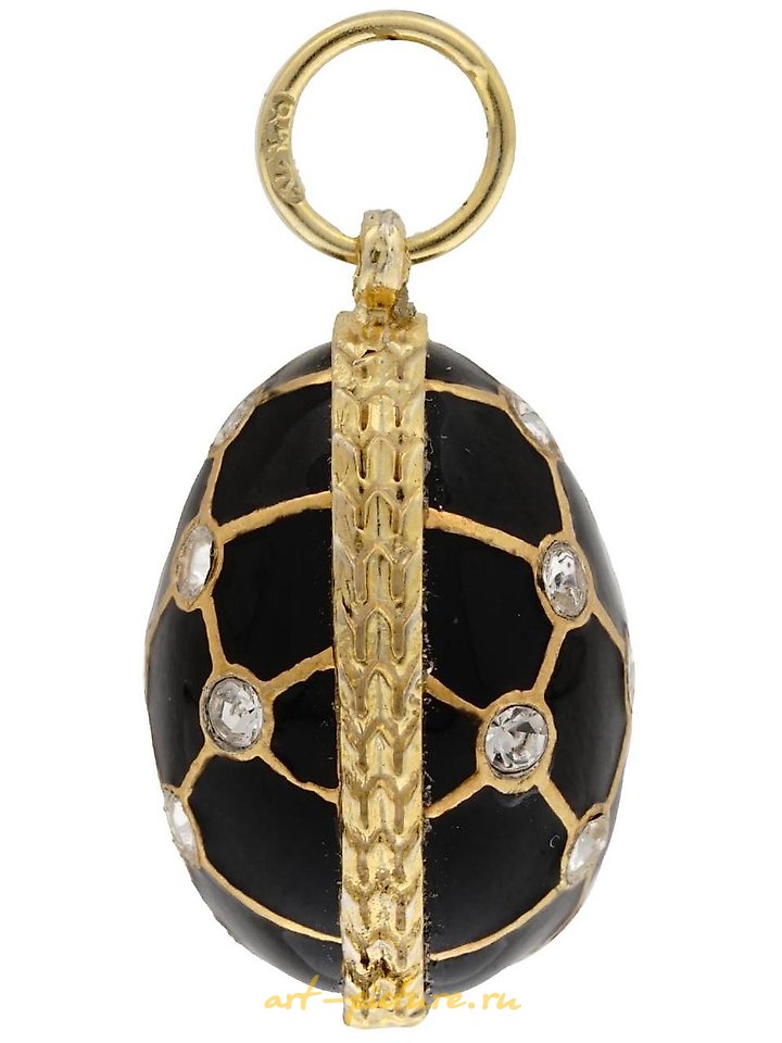 Russian silver , RUSSIAN 84 GILT SILVER DIAMOND ENAMEL EGG PENDANT
