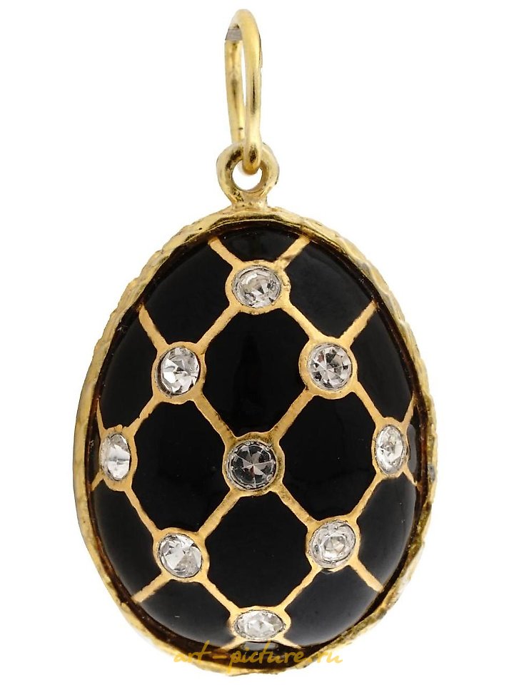 Russian silver , RUSSIAN 84 GILT SILVER DIAMOND ENAMEL EGG PENDANT