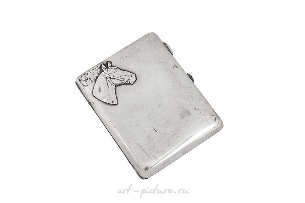 Русское серебро , Серебряный папиросница русского серебра 84 пробы Николая II, Москва