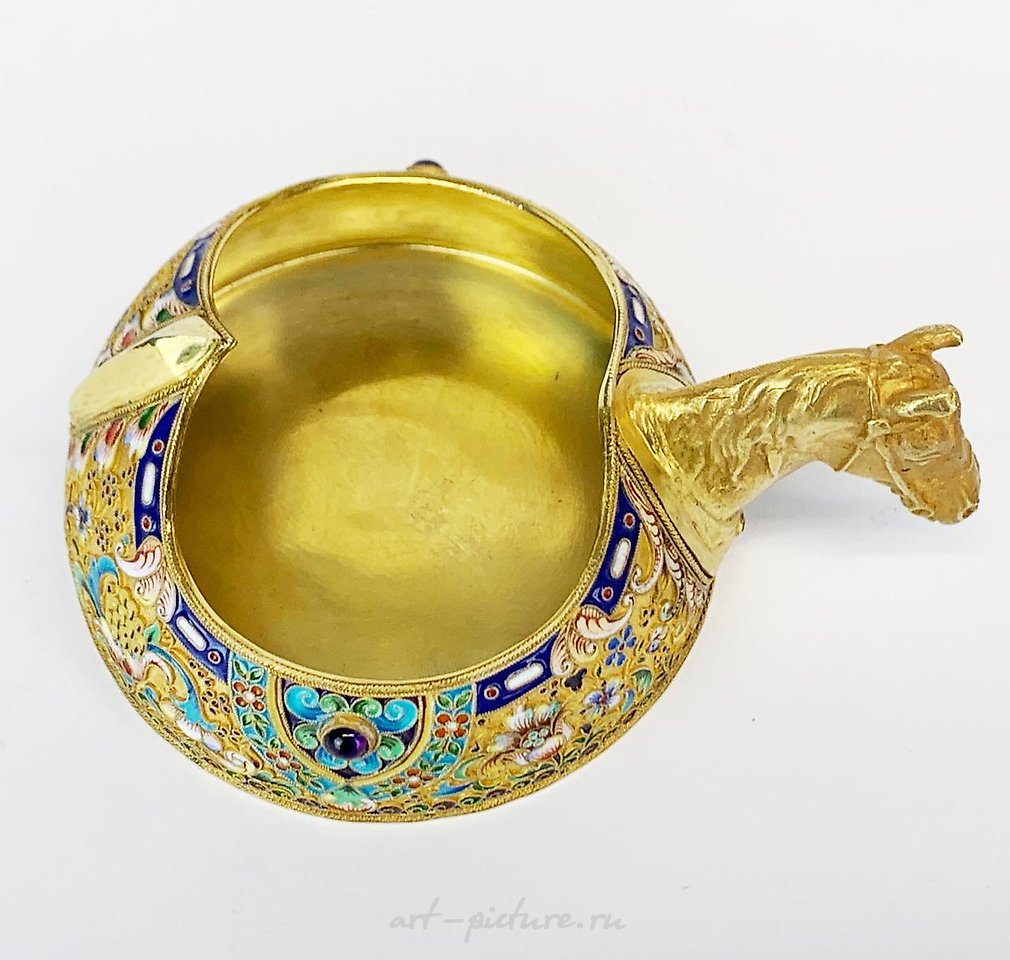 Russian silver , A Russian enamelled and gilt .84 silver samovar inset with c...