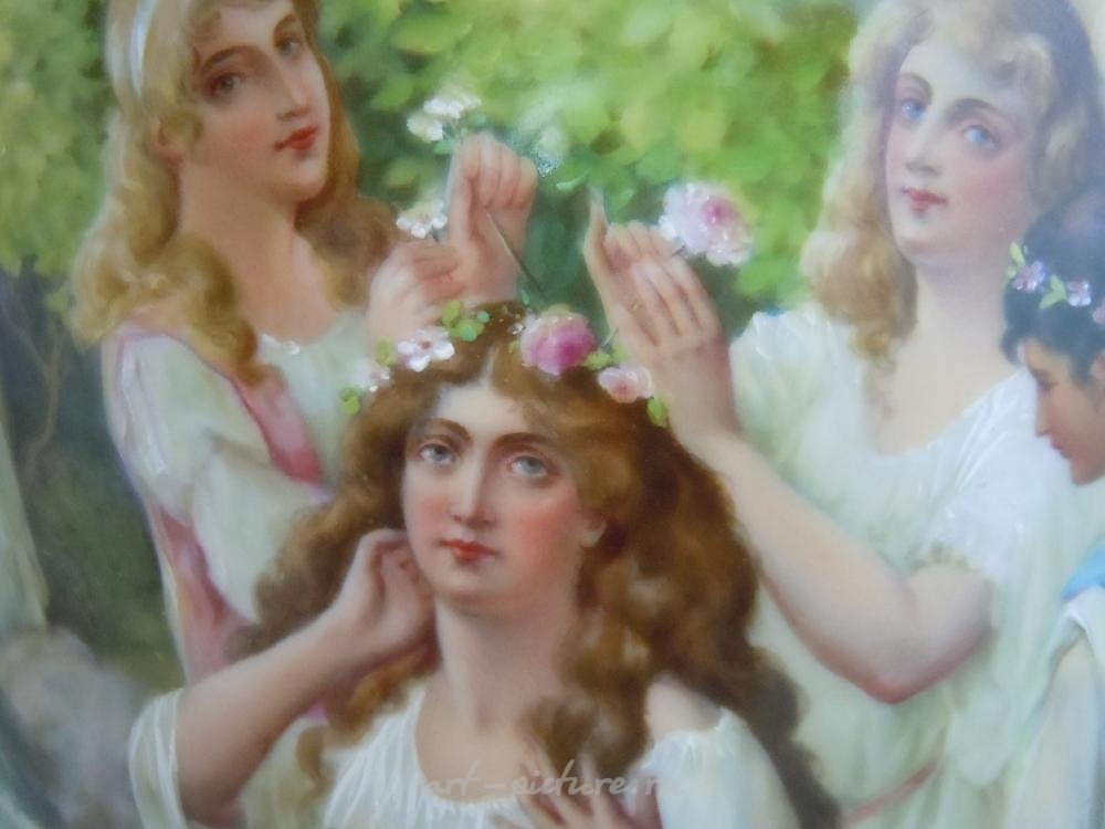 Royal Vienna Porcelain , MONUMENTAL ROYAL VIENNA STYLE PORCELAIN VASE YOUNG GIRL Maid...