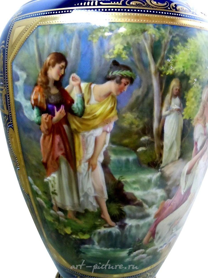 Royal Vienna Porcelain , MONUMENTAL ROYAL VIENNA STYLE PORCELAIN VASE YOUNG GIRL Maid...