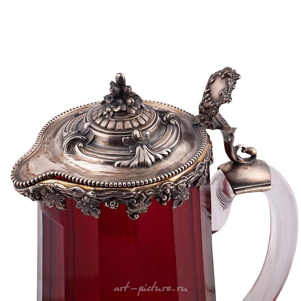 Русское серебро , Русская стеклянная кружка из серебра с позолотой