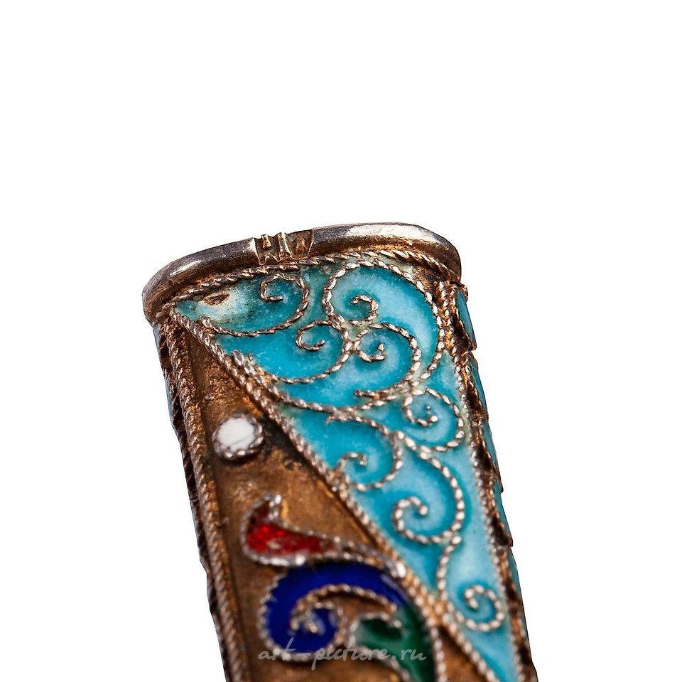 Russian silver , A Russian Imperial Silver Cloisonne enamel pencil holder