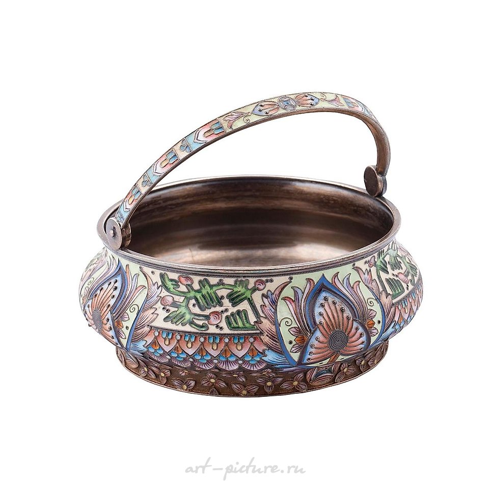 Russian silver , A Russian silver-gilt and cloisonné enamel vase from the 6th Artel.