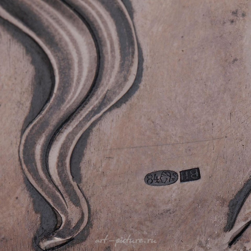 Russian silver , A Russian Art Nouveau style silver cigar box with cabochons,...