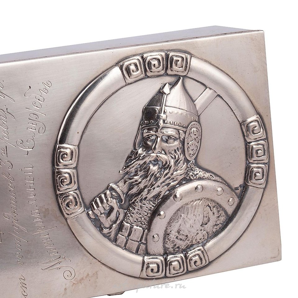 Russian silver , A Rare Russian cast silver-gilt cigar box "Bogatyr"