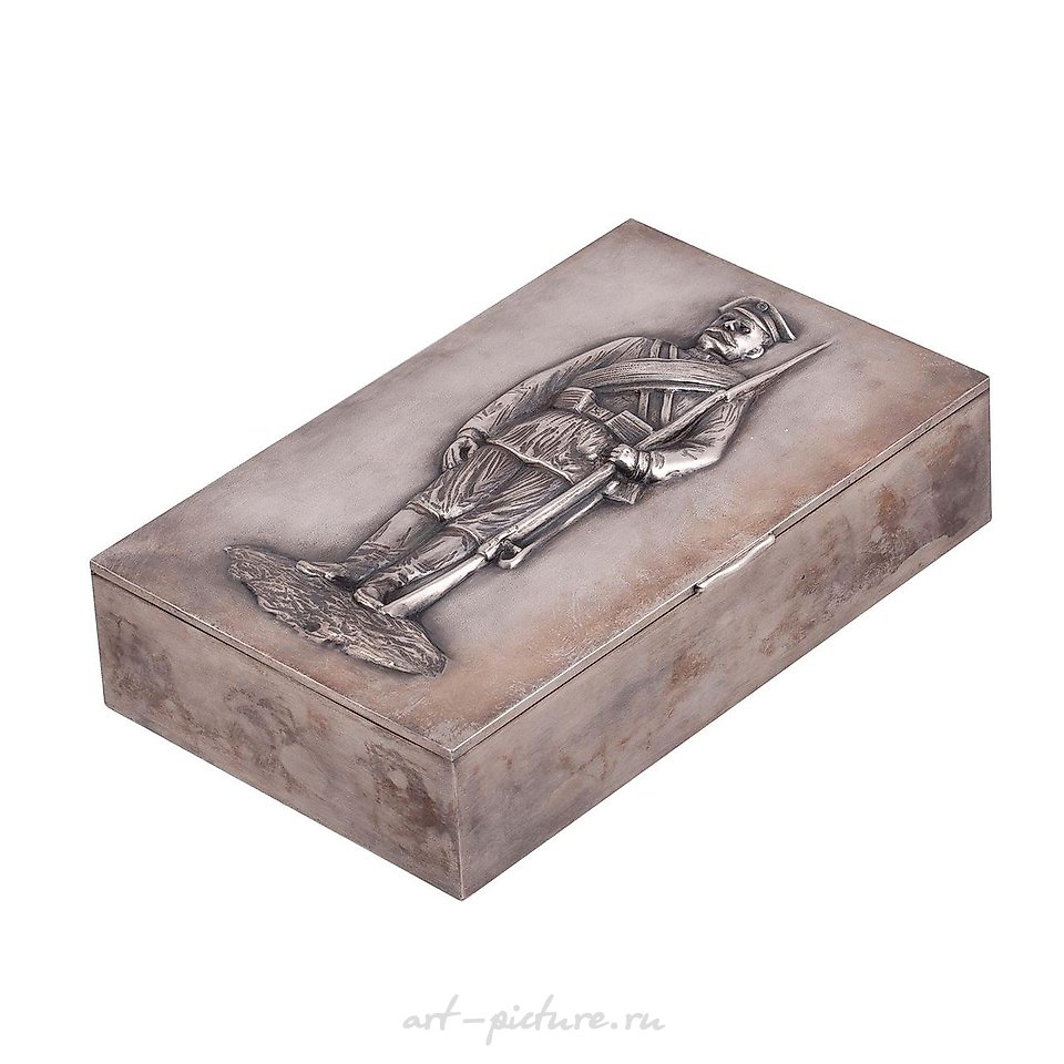 Russian silver , A massive Russian cast silver cigar box with a portrait of C...